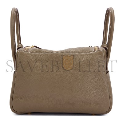 HERMÈS LINDY 26 CLEMENCE ÉTOUPE GOLD HARDWARE (26*18*12cm) HERMÈS LINDY 26 CLEMENCE ÉTOUPE GOLD HARDWARE (26*18*12cm)